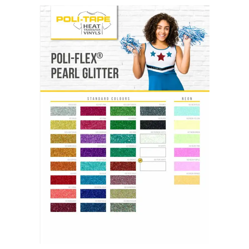 Vzorkovník nažehľovacej fólie POLI-FLEX Pearl Glitter